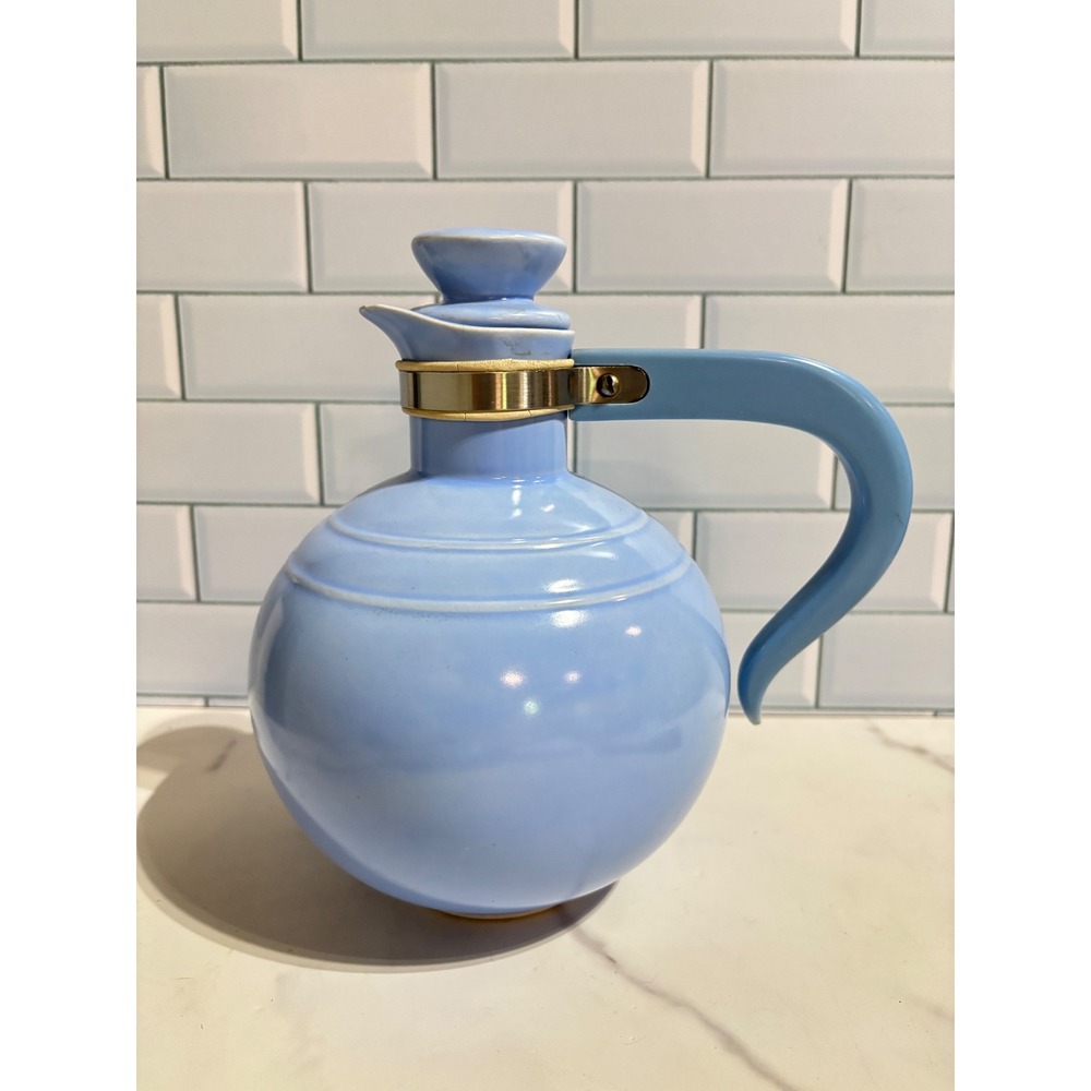 Vintage Vernon Kilns California Blue‎ Pottery Pitcher Carafe Stopper Mid Century